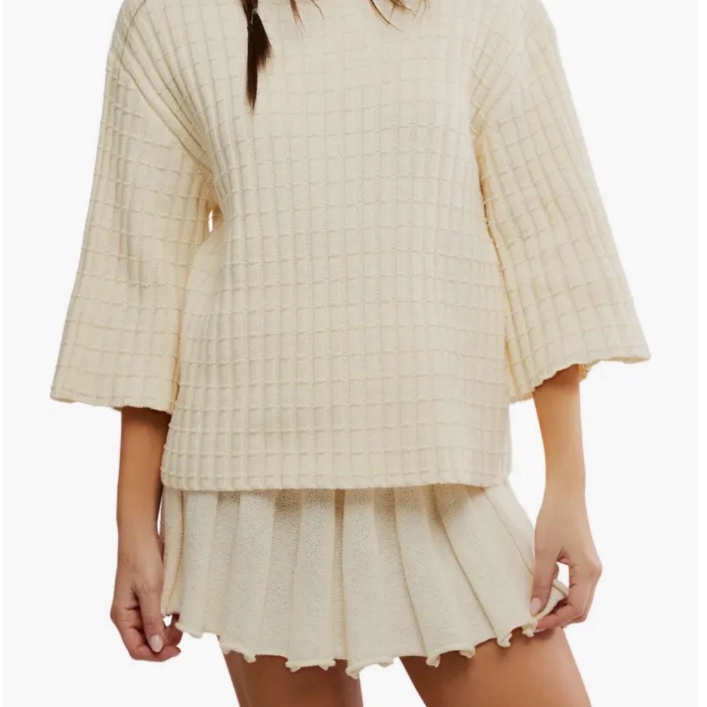 Free People Cream Sweater and Skirt